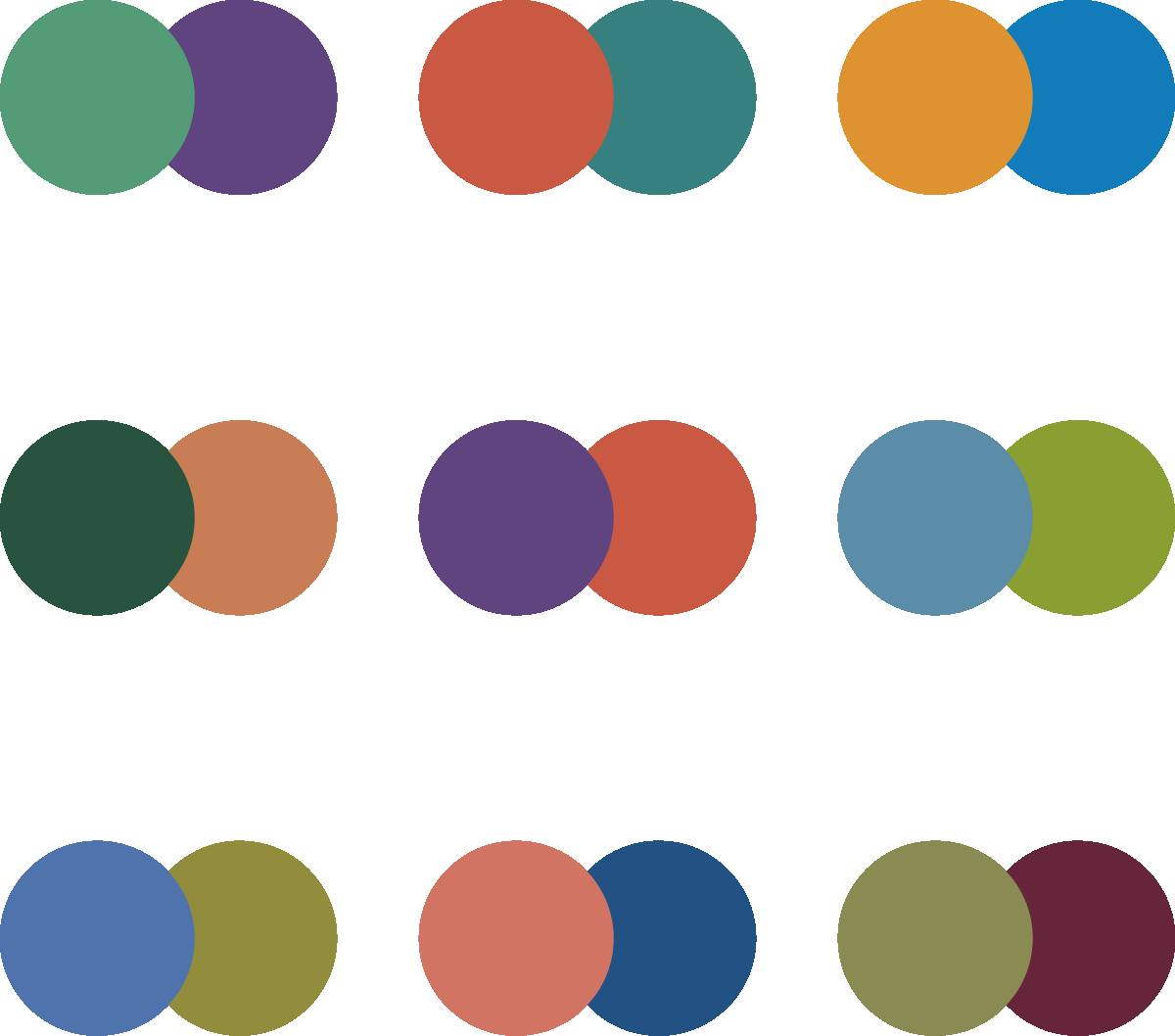 The chapter palettes, shown as pairs of coloured circles