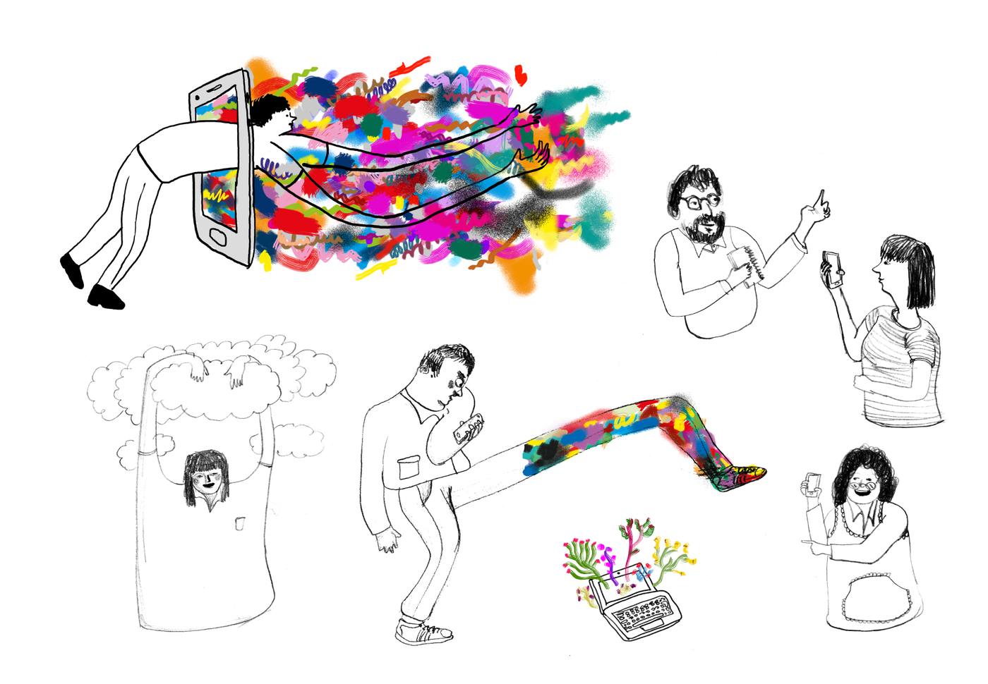 Line drawings made for the magazine